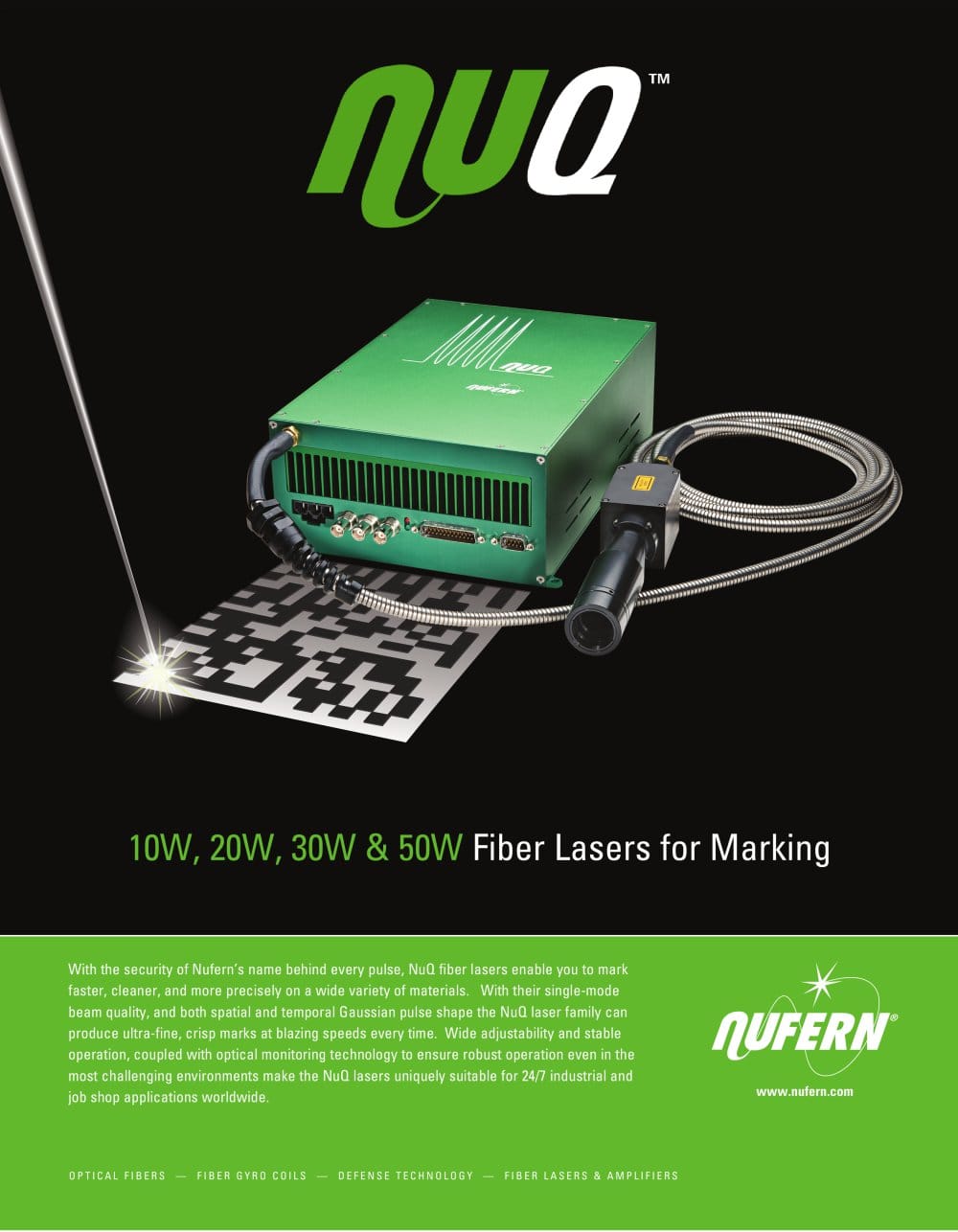 20W, 30W & 50W Fiber lasers for Marking - Nufern