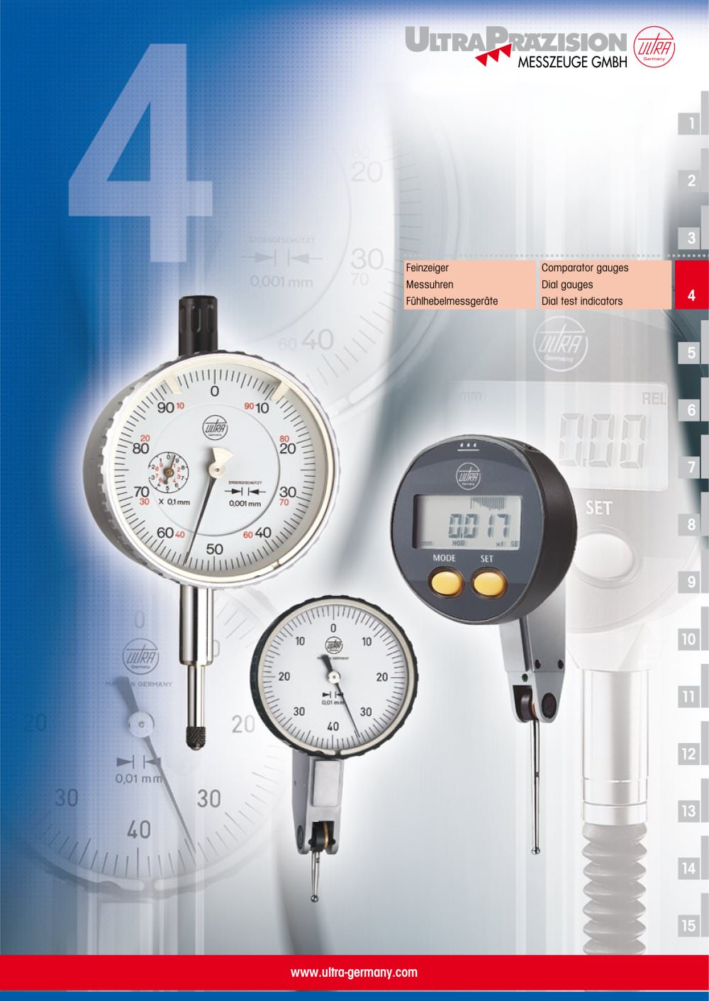 Comparator gauges  Dial gauges  Dial test indicators - ULTRA PR&Auml;ZISION MESSZEUGE
