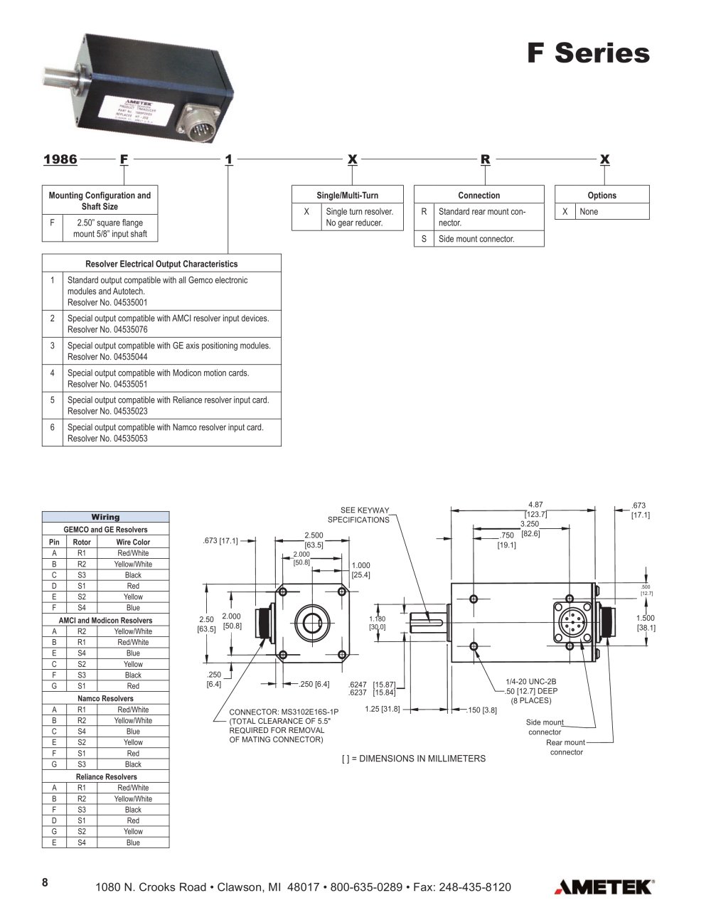 1986F - Standard Block Style Resolver - AMETEK Automation & Process