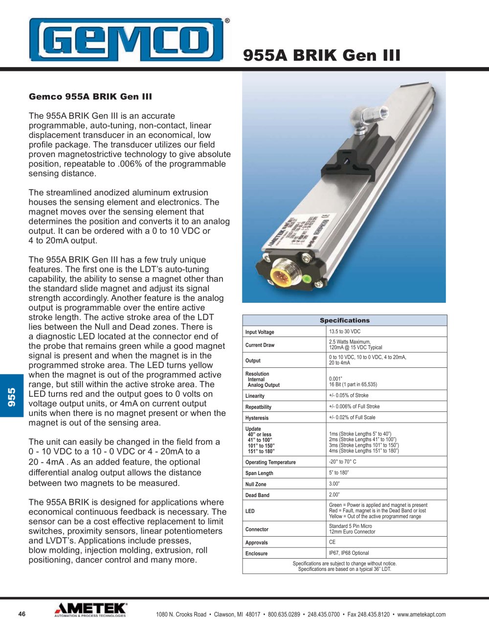 955A Brik Gemco LDT - AMETEK Automation & Process