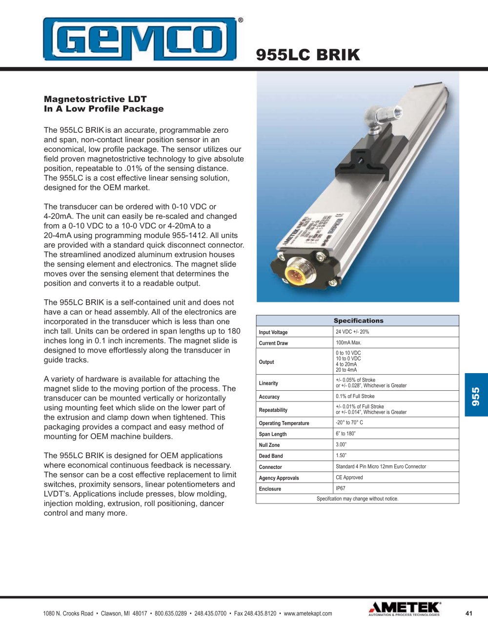 955LC Brik - AMETEK Automation & Process