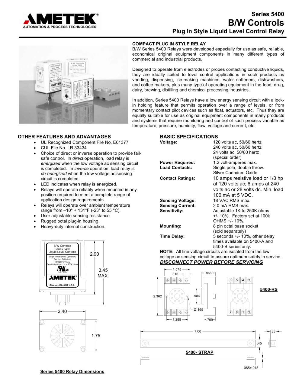 Relays - 5400 Plug In Style Solid State Relay - AMETEK Automation & Process