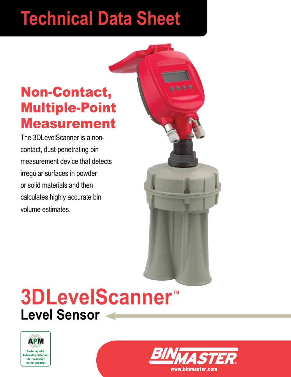 BinMaster 3DLevelScanner Technical Data - BinMaster