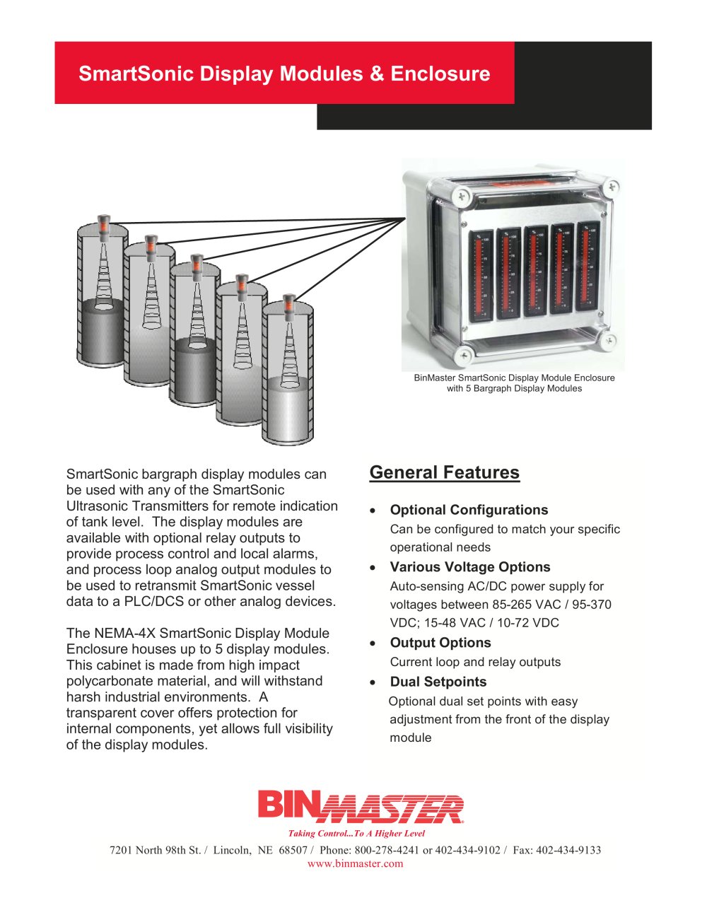 BinMaster SmartSonic Display Brochure - BinMaster