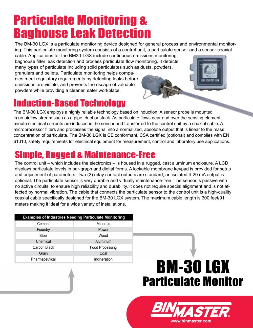 BM-30 LGX Particulate Monitor Brochure - BinMaster