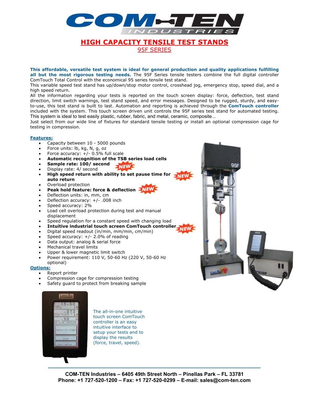 Basic tensile tester 95F series - Com-Ten Industries