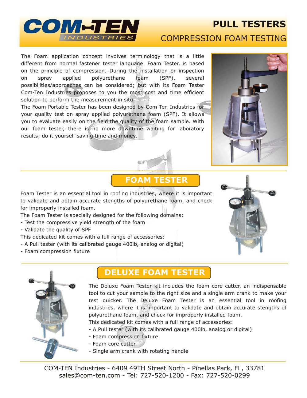Foam compression tester - Com-Ten Industries
