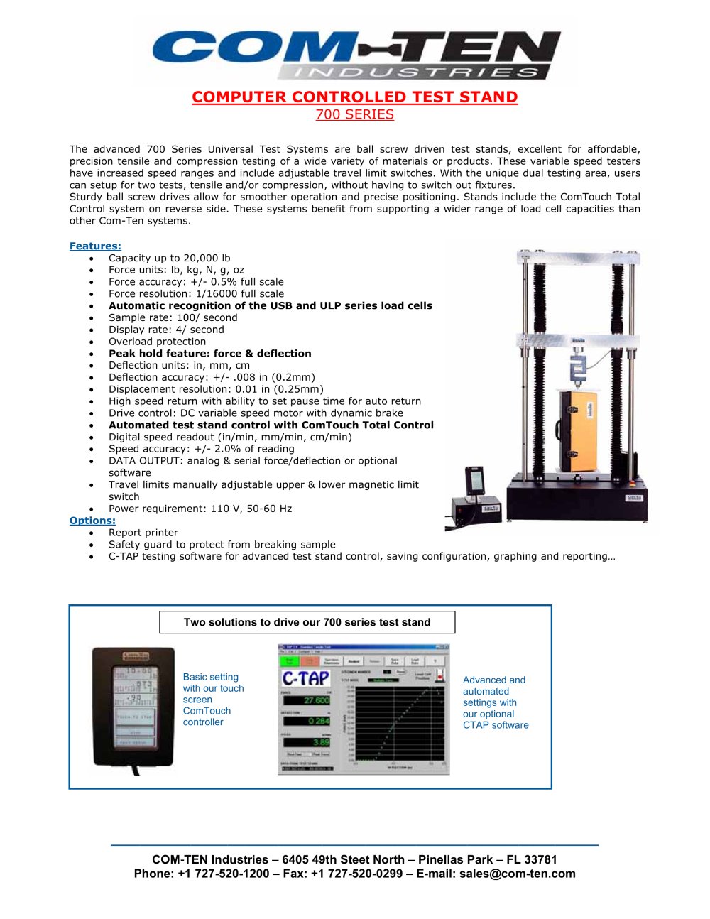 Universal testing machine 700 series - Com-Ten Industries