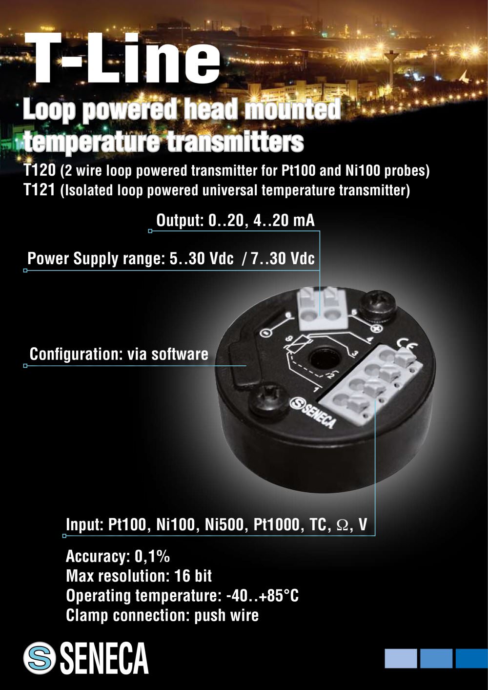 Loop powered transmitters (B-Head mounting) - Seneca