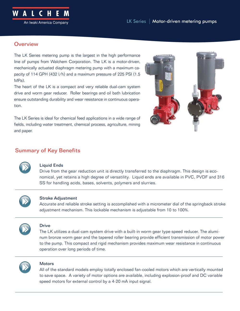 LK Series | Motor-driven metering pumps - Walchem