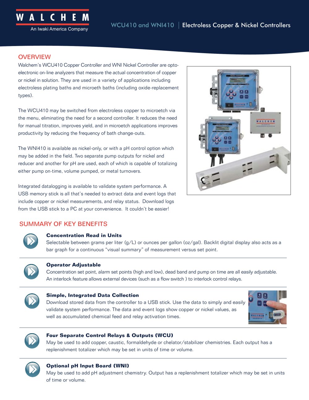 WCU410 and WNI410 | Electroless Copper & Nickel Controllers - Walchem