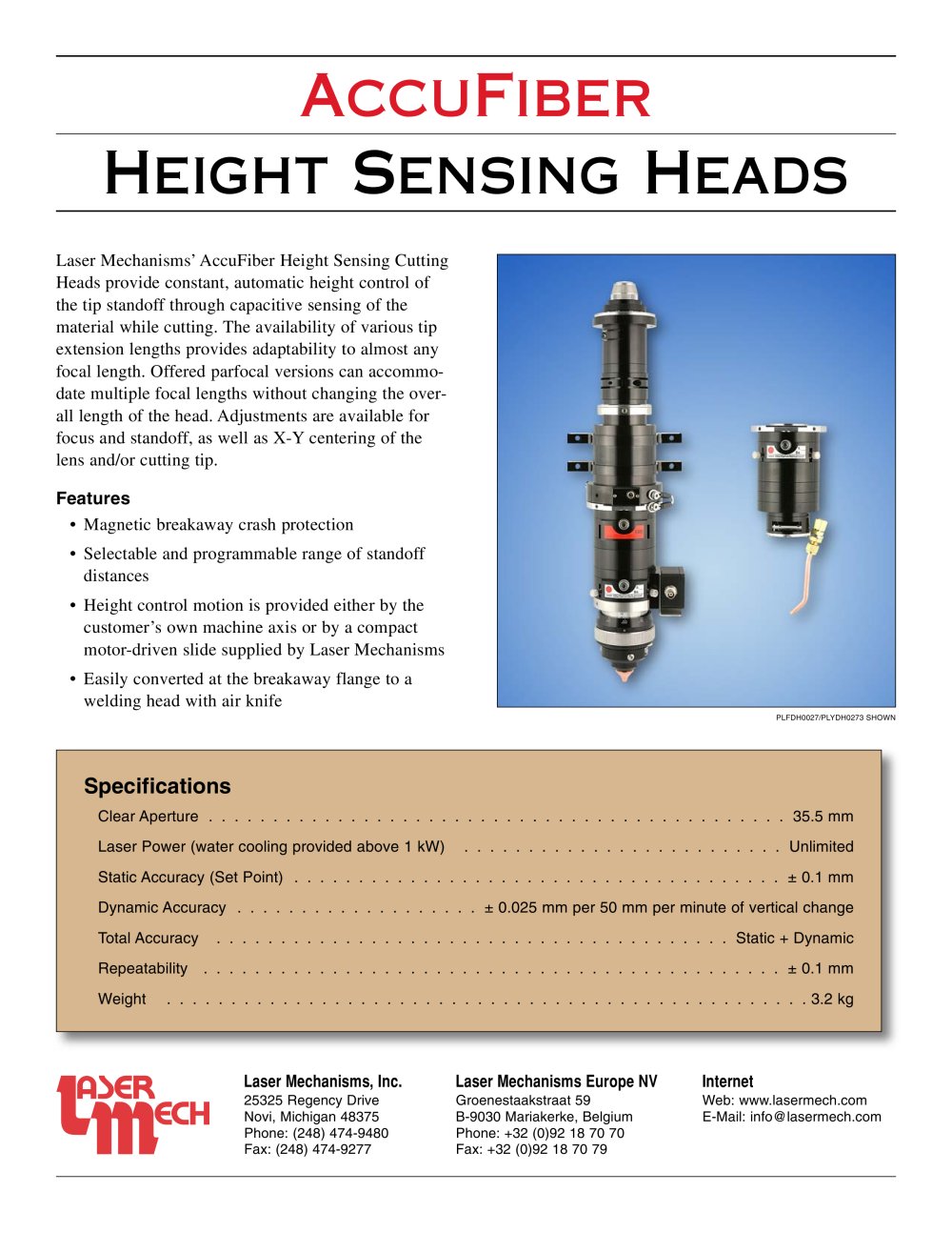 Height Sensing Heads - Laser Mechanisms