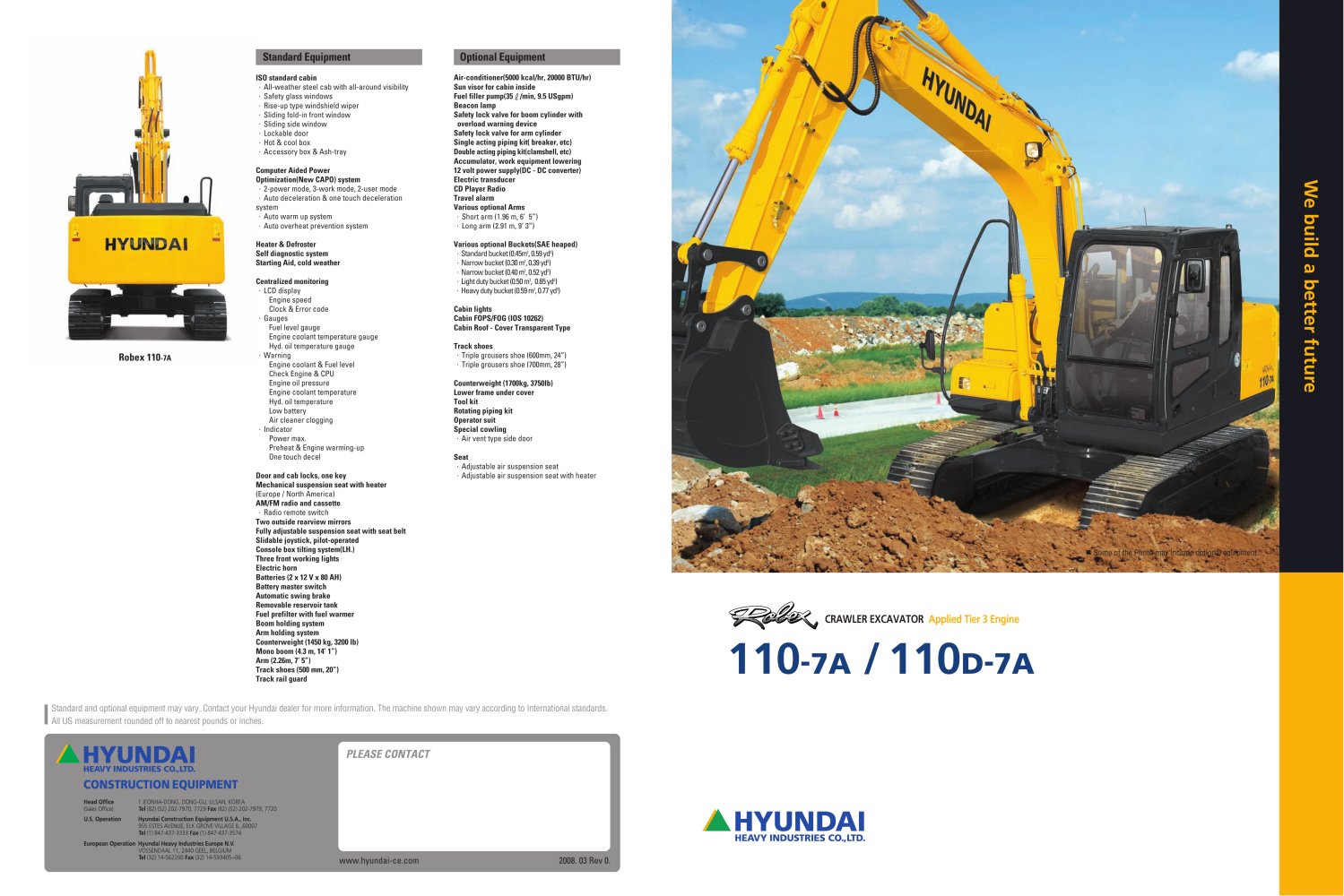 Crawler Excavators  R110-7A - Hyundai Construction Equipment Americas, Inc.