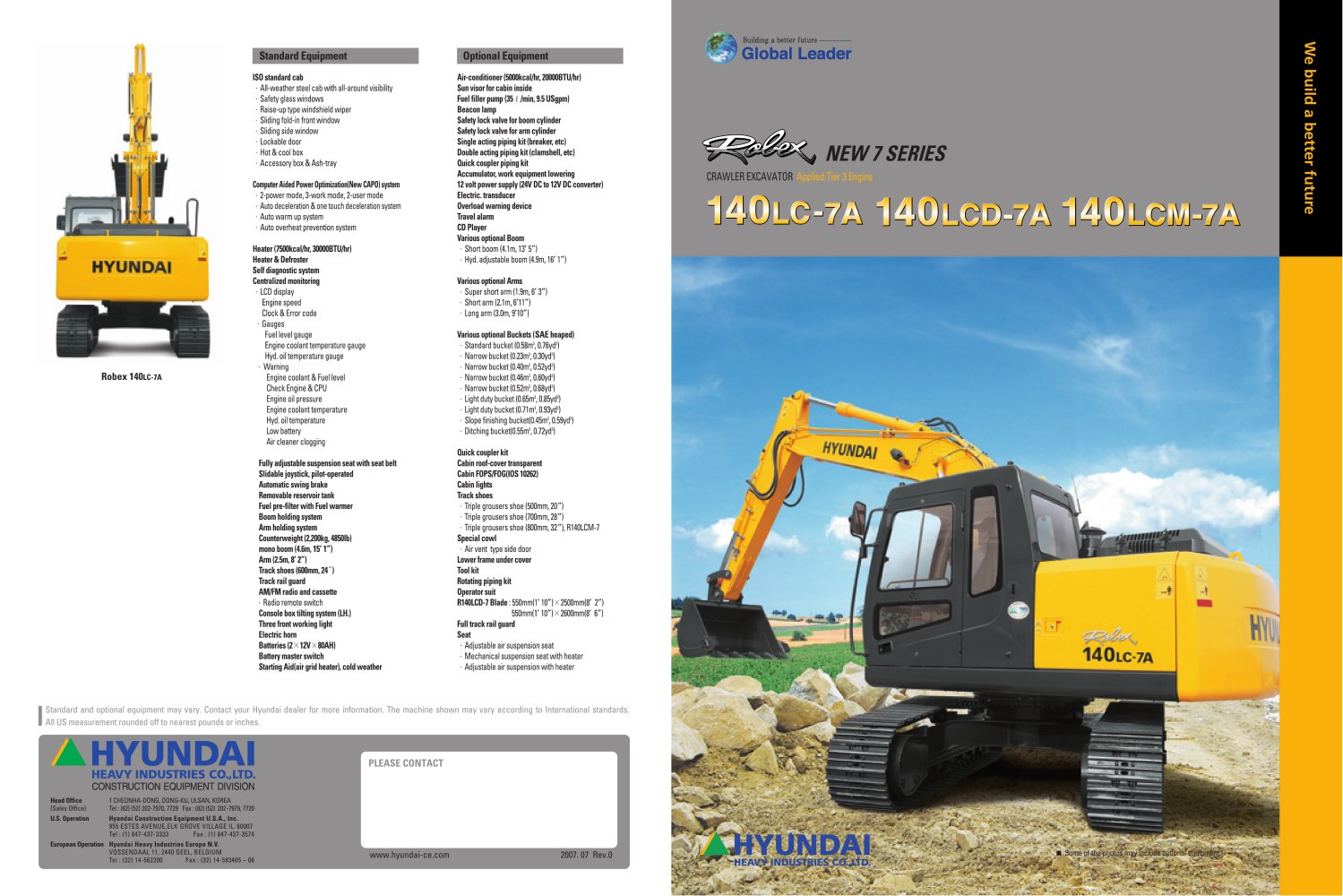 Crawler Excavators  R140LC-7A - Hyundai Construction Equipment Americas, Inc.