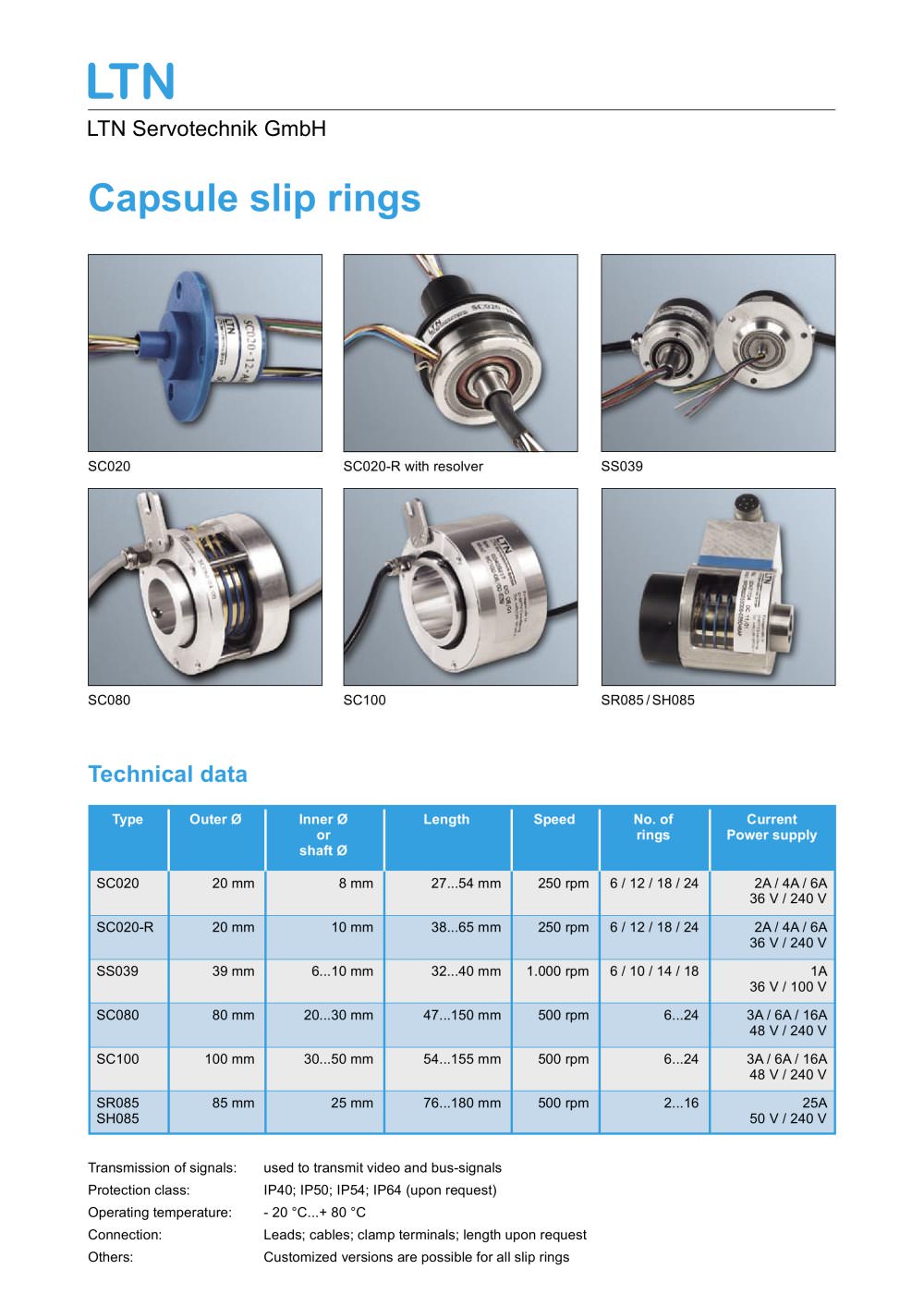 LTN slip rings - SERVOTECHNICS