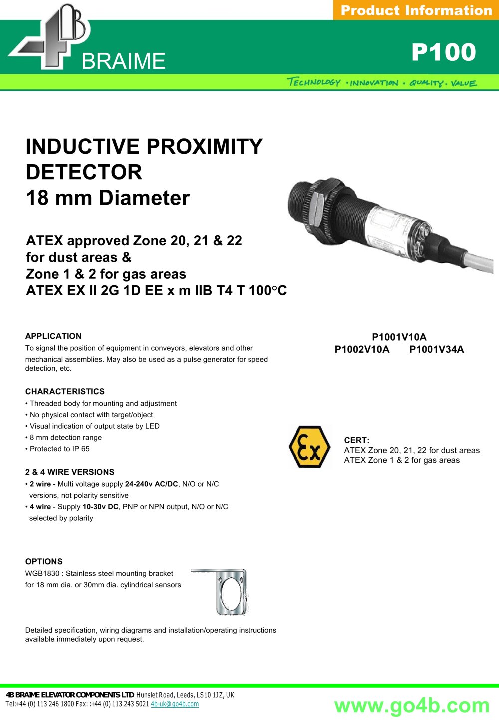 4B Braime Elevator Components - 80869, 14158