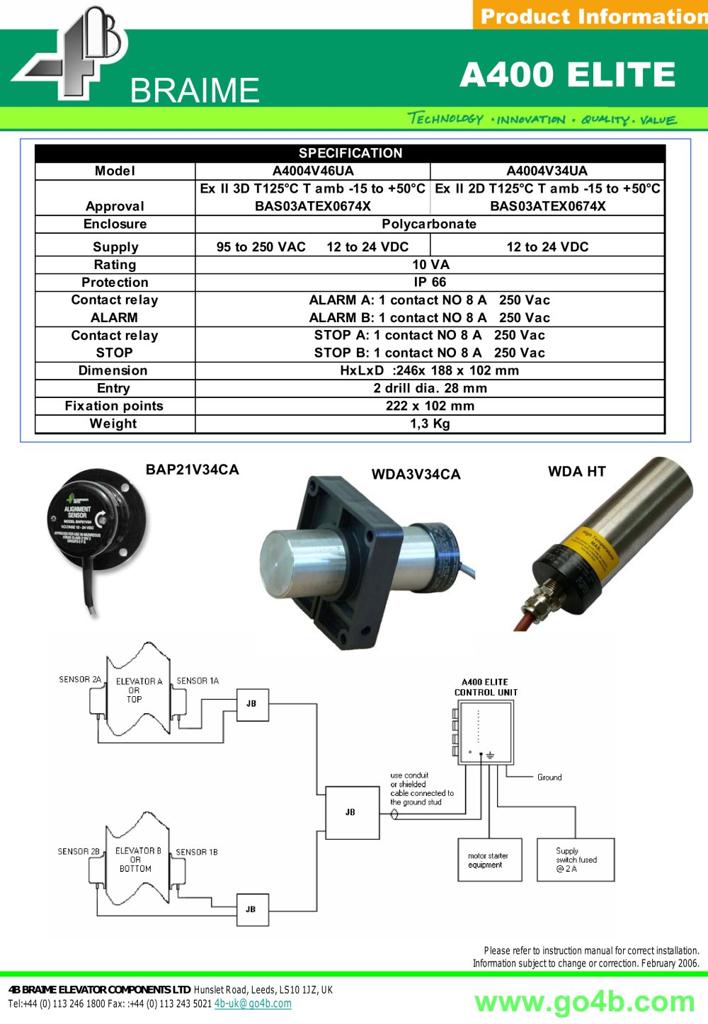 4B Braime Elevator Components - 14158