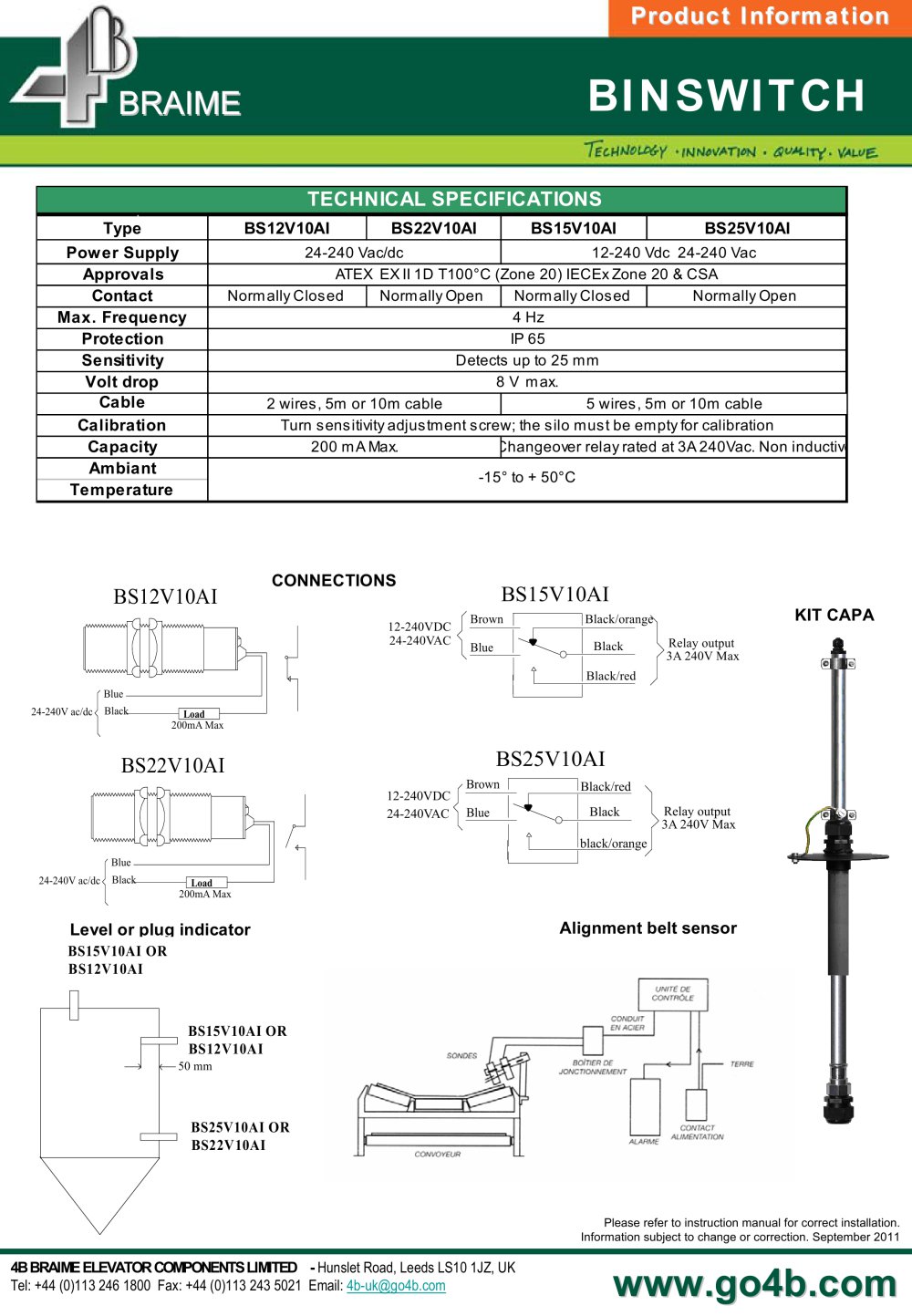 4B Braime Elevator Components - 89310, 14158, 344409