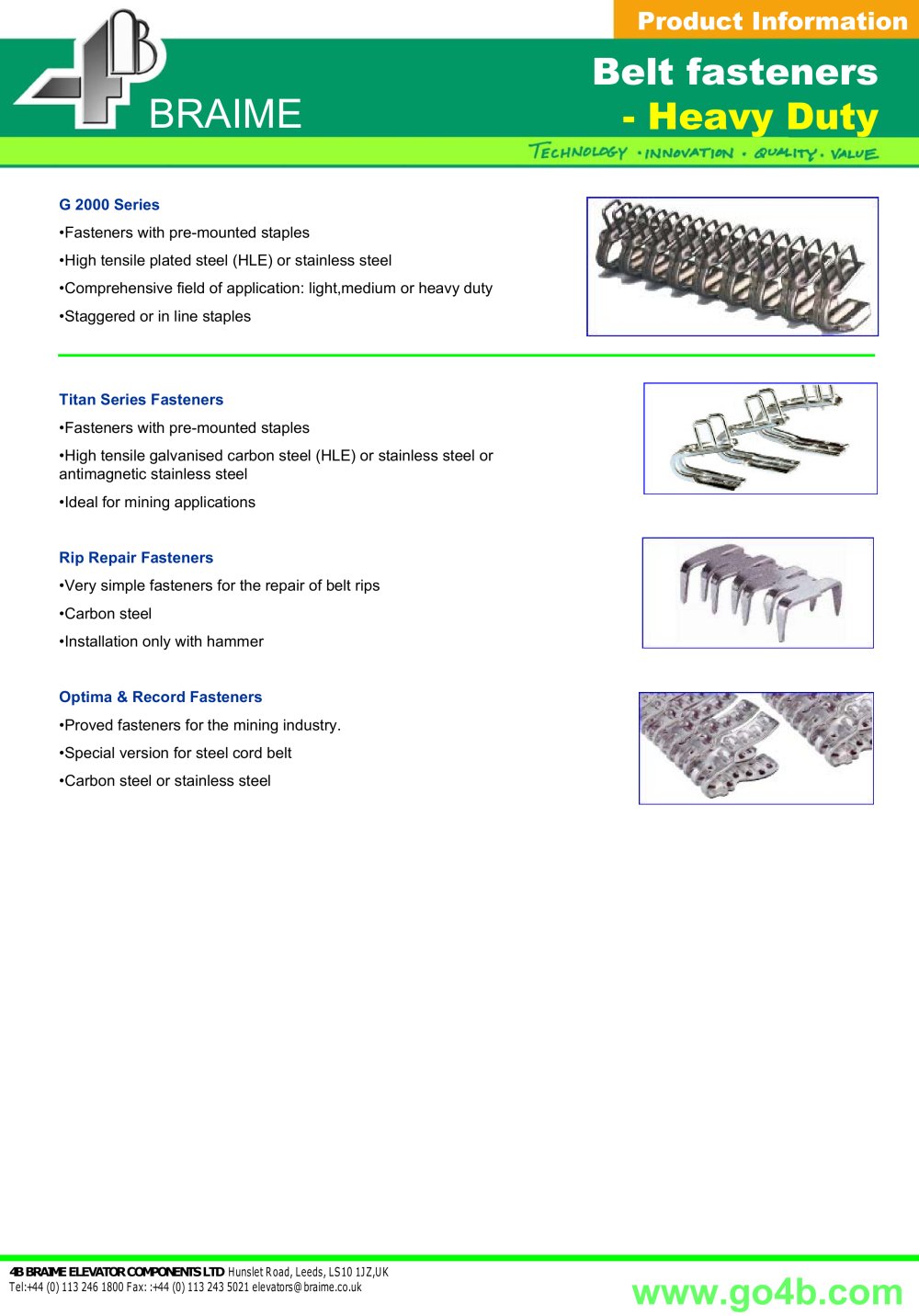 4B Braime Elevator Components - 42924, 14158, 14476