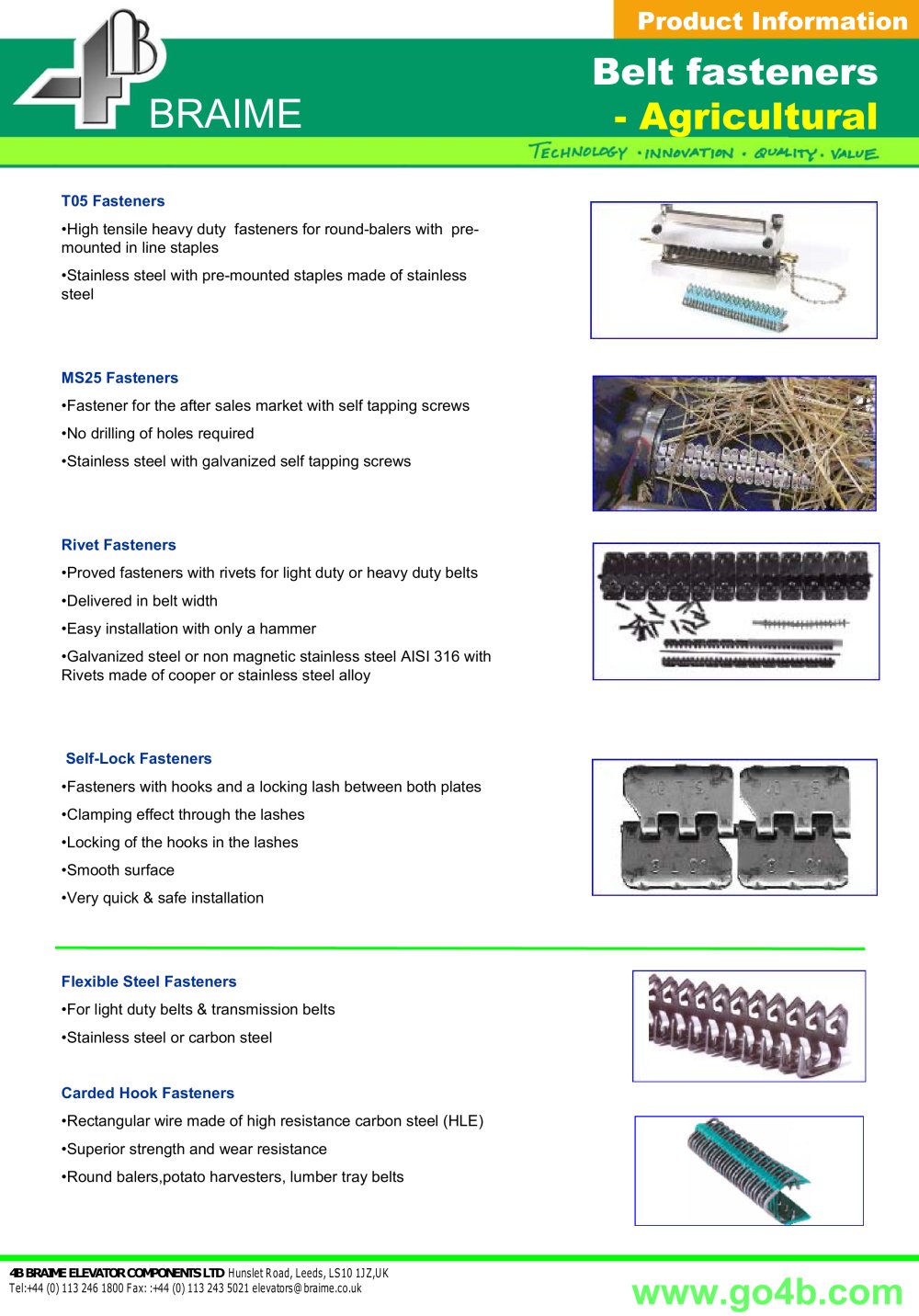 4B Braime Elevator Components - 6154, 42924, 40253, 14158, 5551, 14476, 208261, 17217