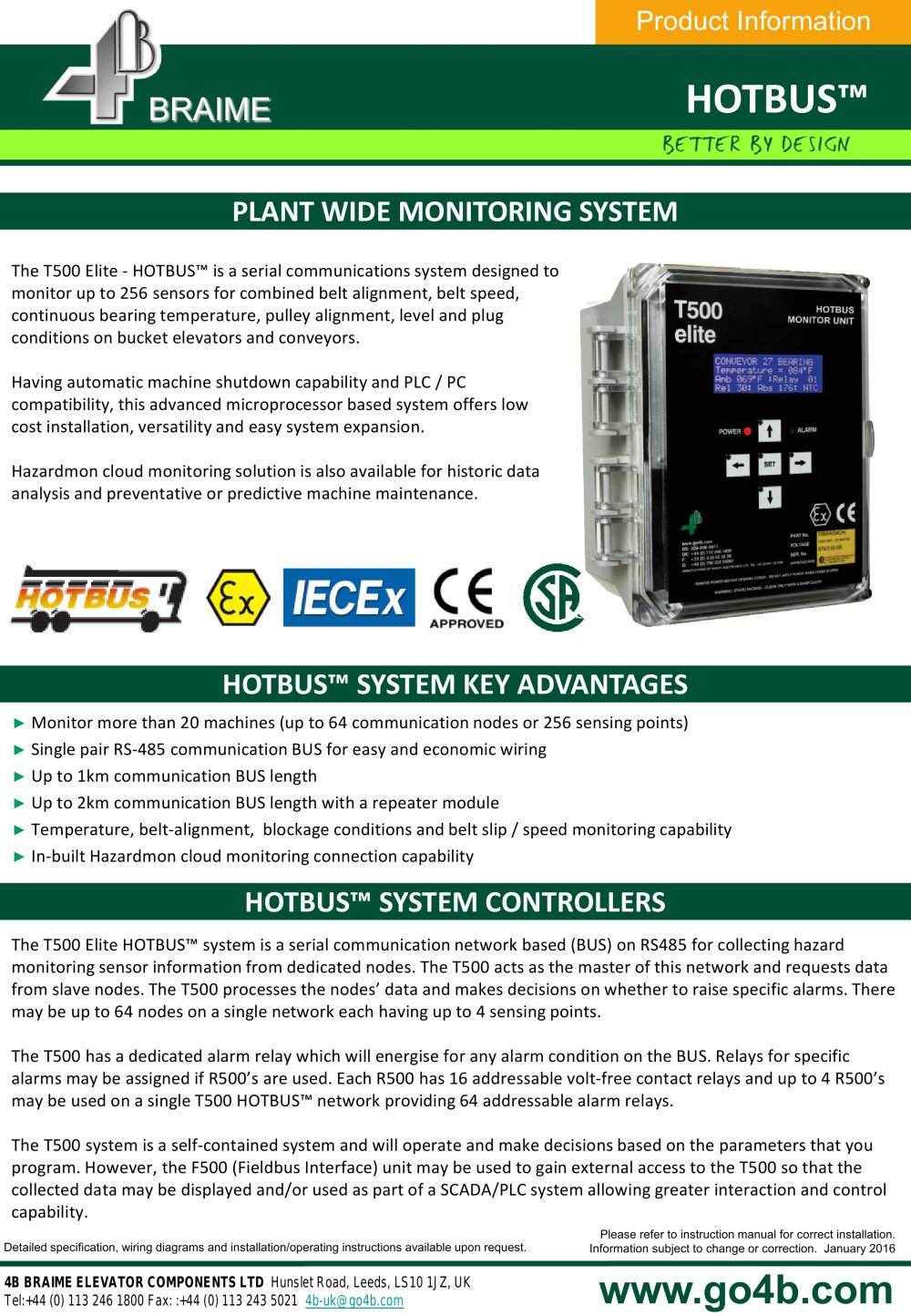 4B HotBus - Serial Network Bucket Elevator & Conveyor Monitoring - 1 / 5 Pages
