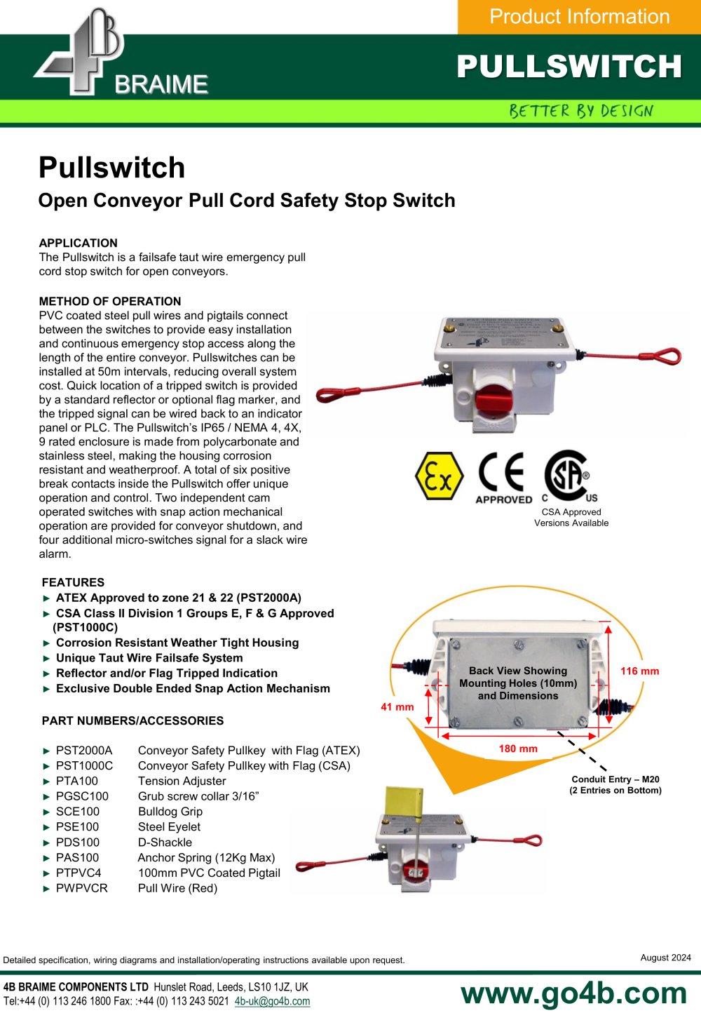 4B Pullswitch - Conveyor Safety Stop Switch - 1 / 2 Pages
