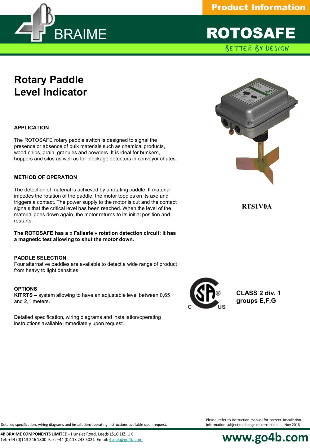 4B Braime Elevator Components - 208133, 14158, 68107