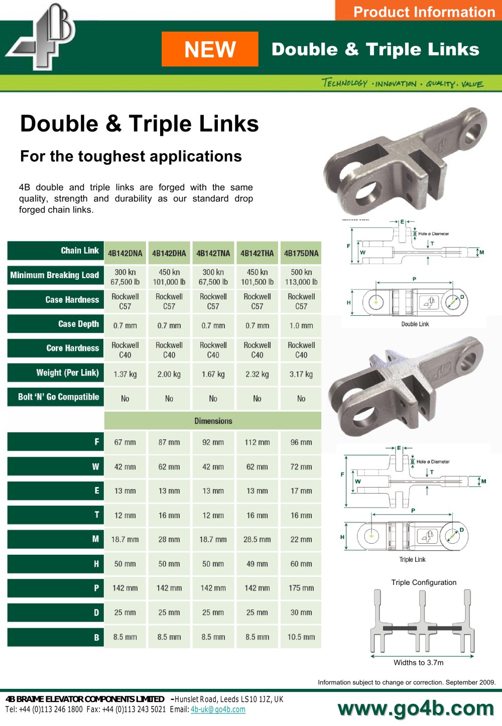 Double and triple forged chain links - 4B Braime Elevator Components