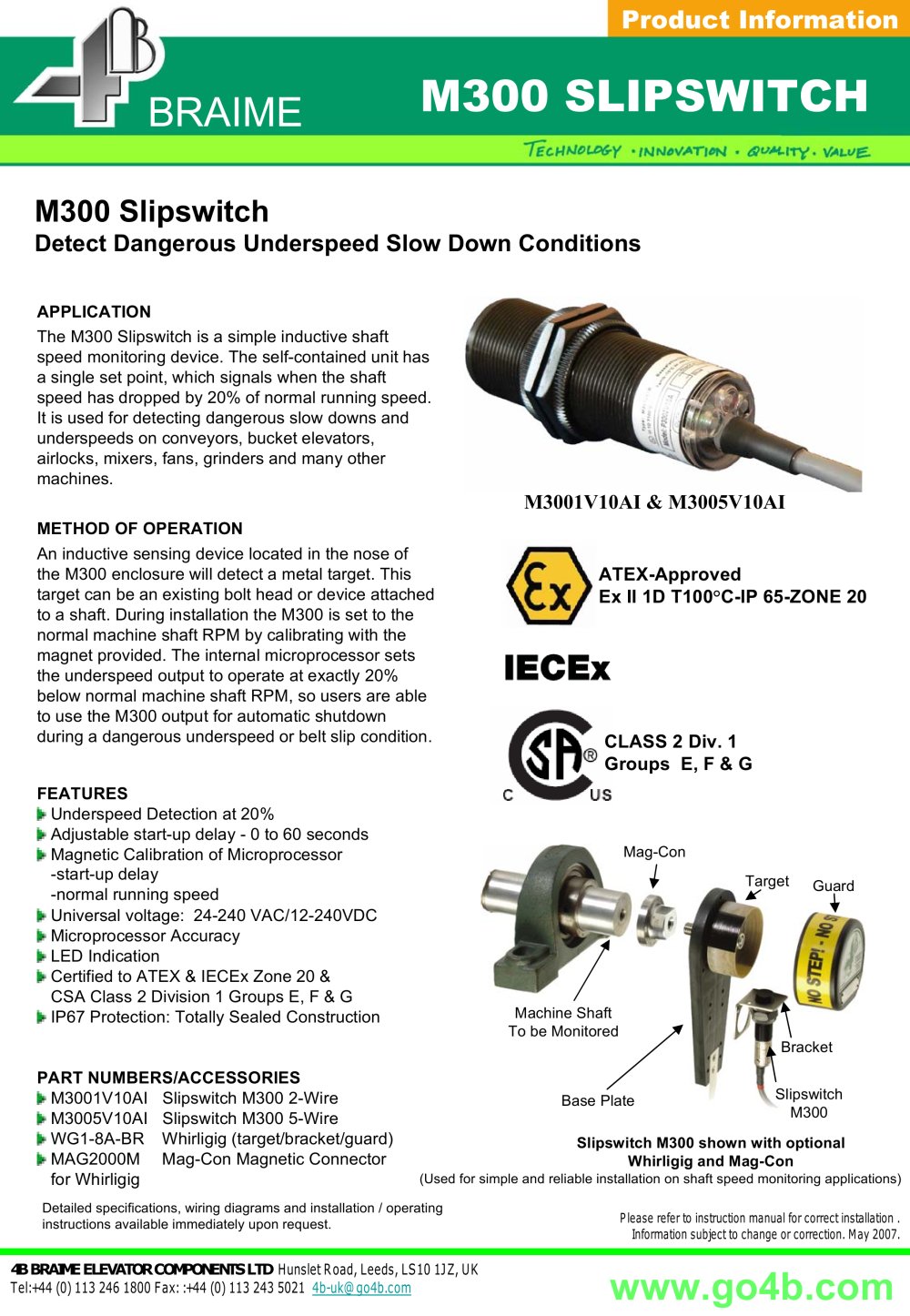 4B Braime Elevator Components - 447938, 156509, 80870, 95355, 14158, 94572, 420253, 81599