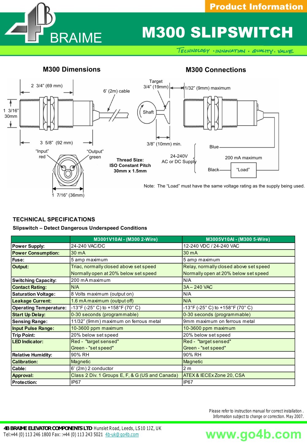 4B Braime Elevator Components - 154508, 208137, 14568