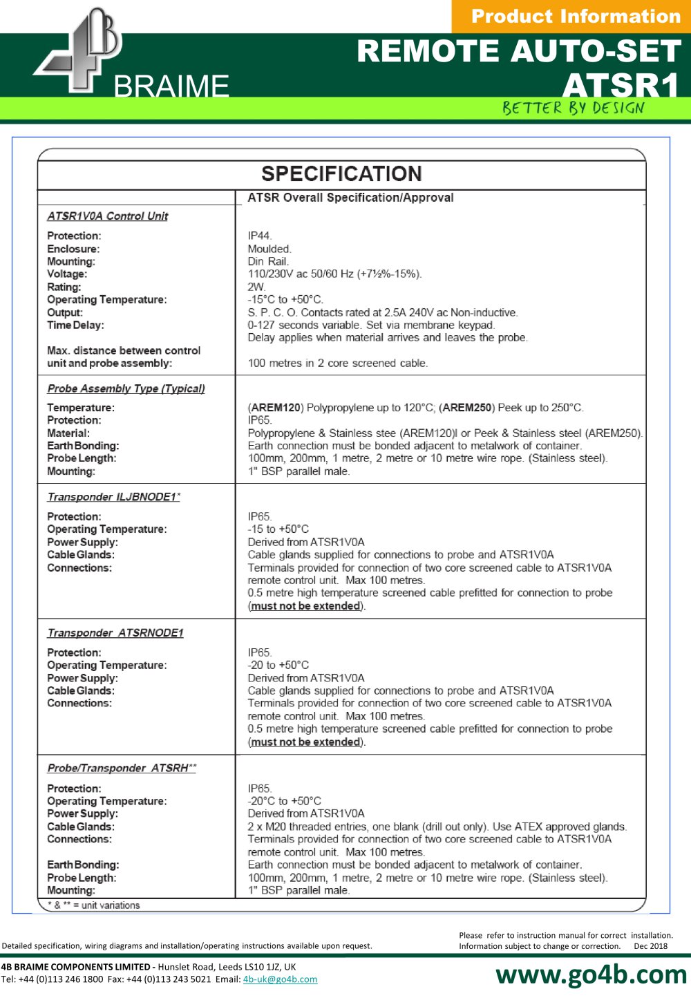 4B Braime Elevator Components - 