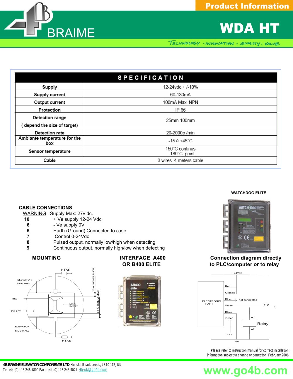 4B Braime Elevator Components - 90410