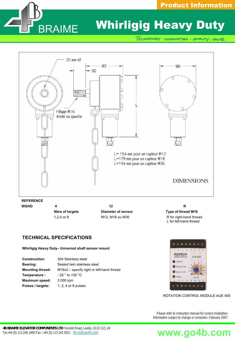 4B Braime Elevator Components - 90410, 93287, 344410, 420247