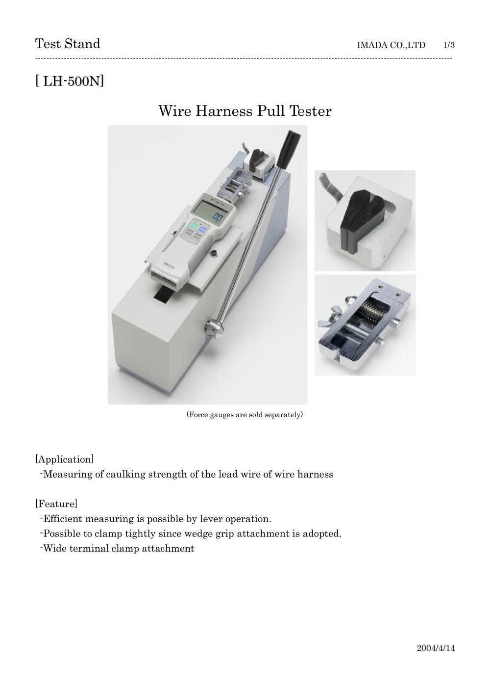 Wire harness pull tester LH-500N - IMADA