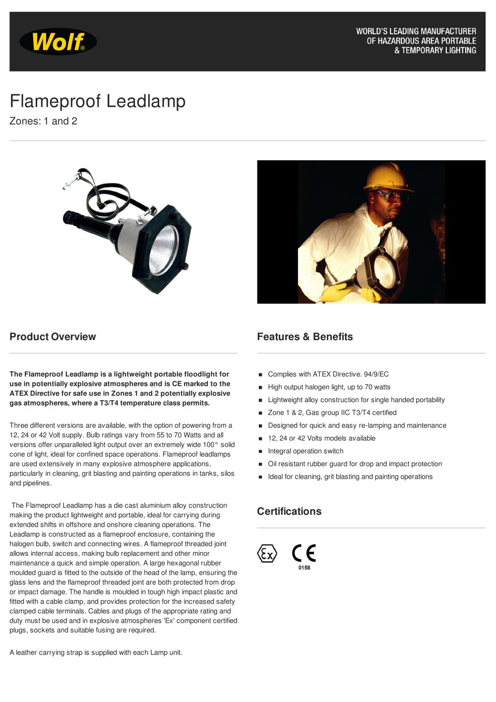 Flameproof Leadlamp - Wolf Safety Lamp Company