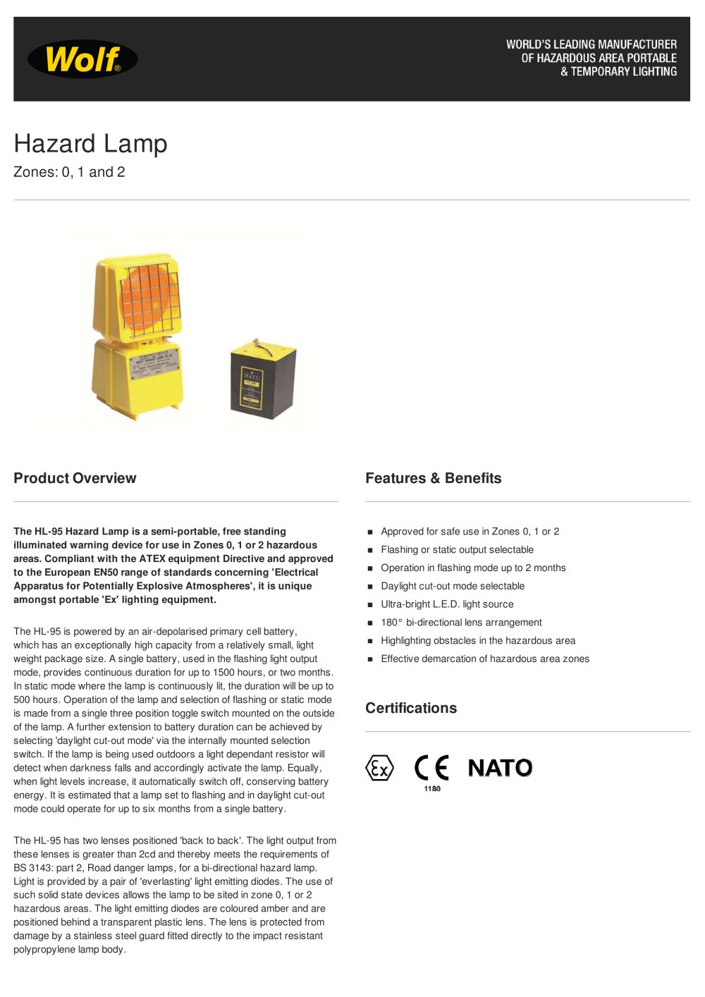 Hazard Lamp - Wolf Safety Lamp Company