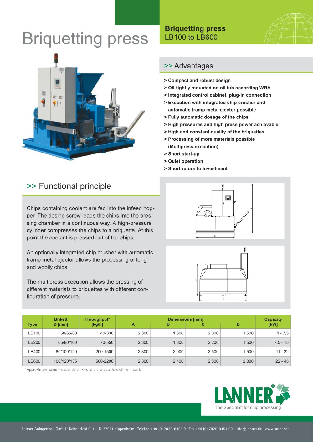 Briquetting press - Lanner Anlagenbau