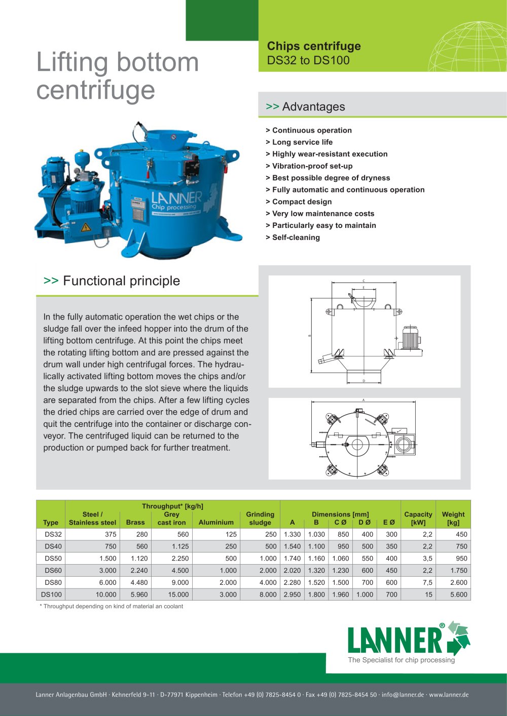 Lifting bottom centrifuge - Lanner Anlagenbau