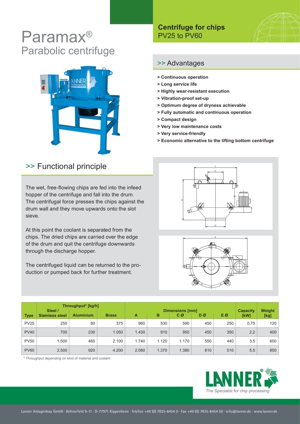 Paramax&reg; Parabolic centrifuge - Lanner Anlagenbau