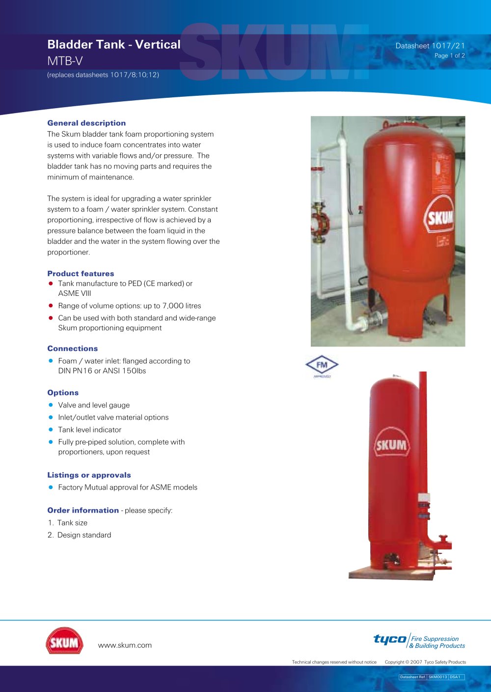 Bladder Tank - Vertical - SKUM