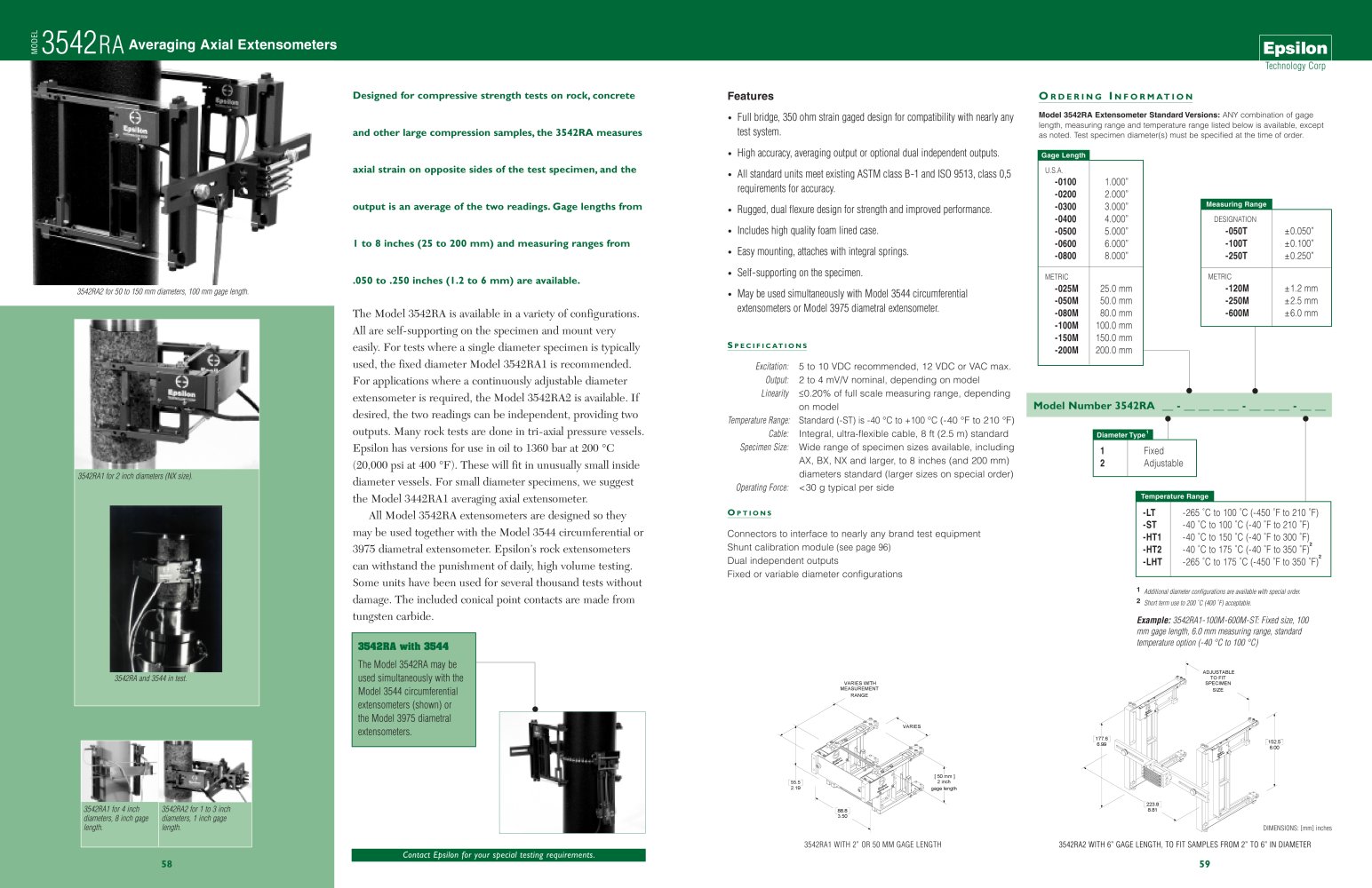 Model 3542RA Averaging Axial Extensometers - Epsilon Technology