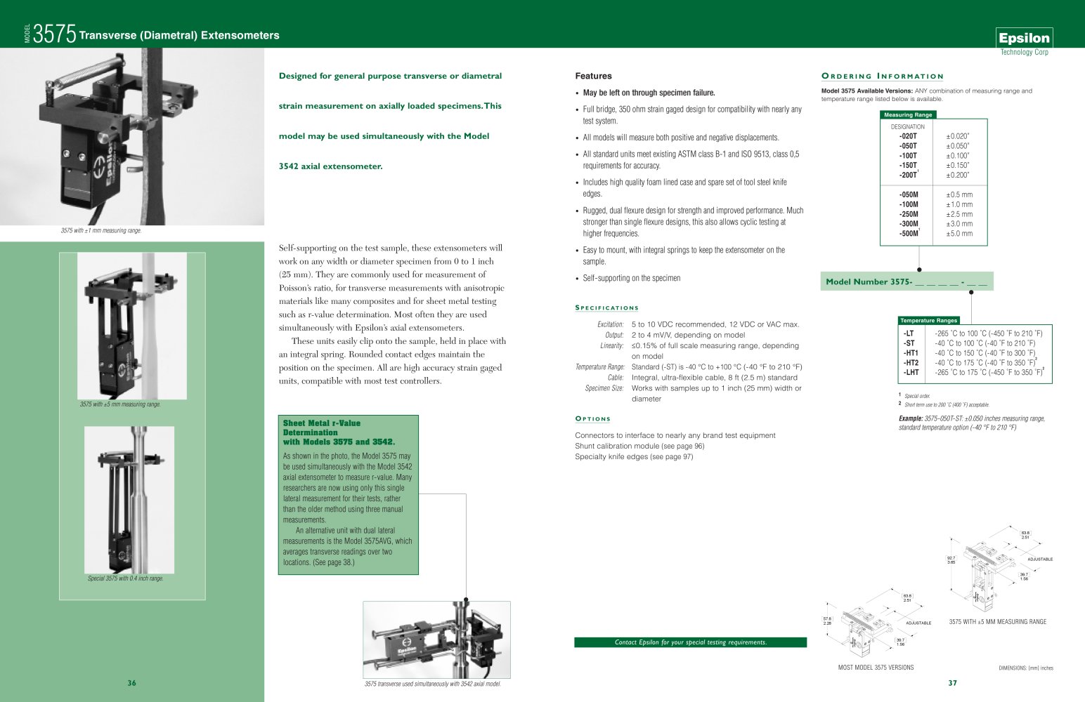 Model 3575 Transverse (Diametral) Extensometer - Epsilon Technology