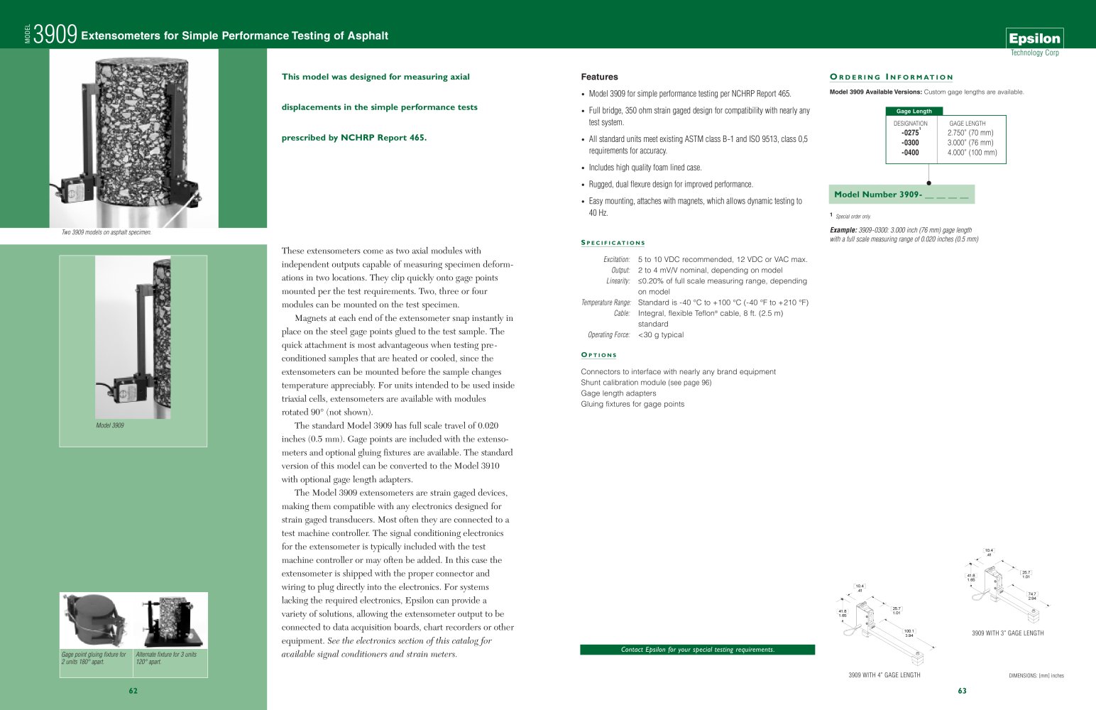 Models 3909 Extensometer for Simple Performance Testing of Asphalt - Epsilon Technology
