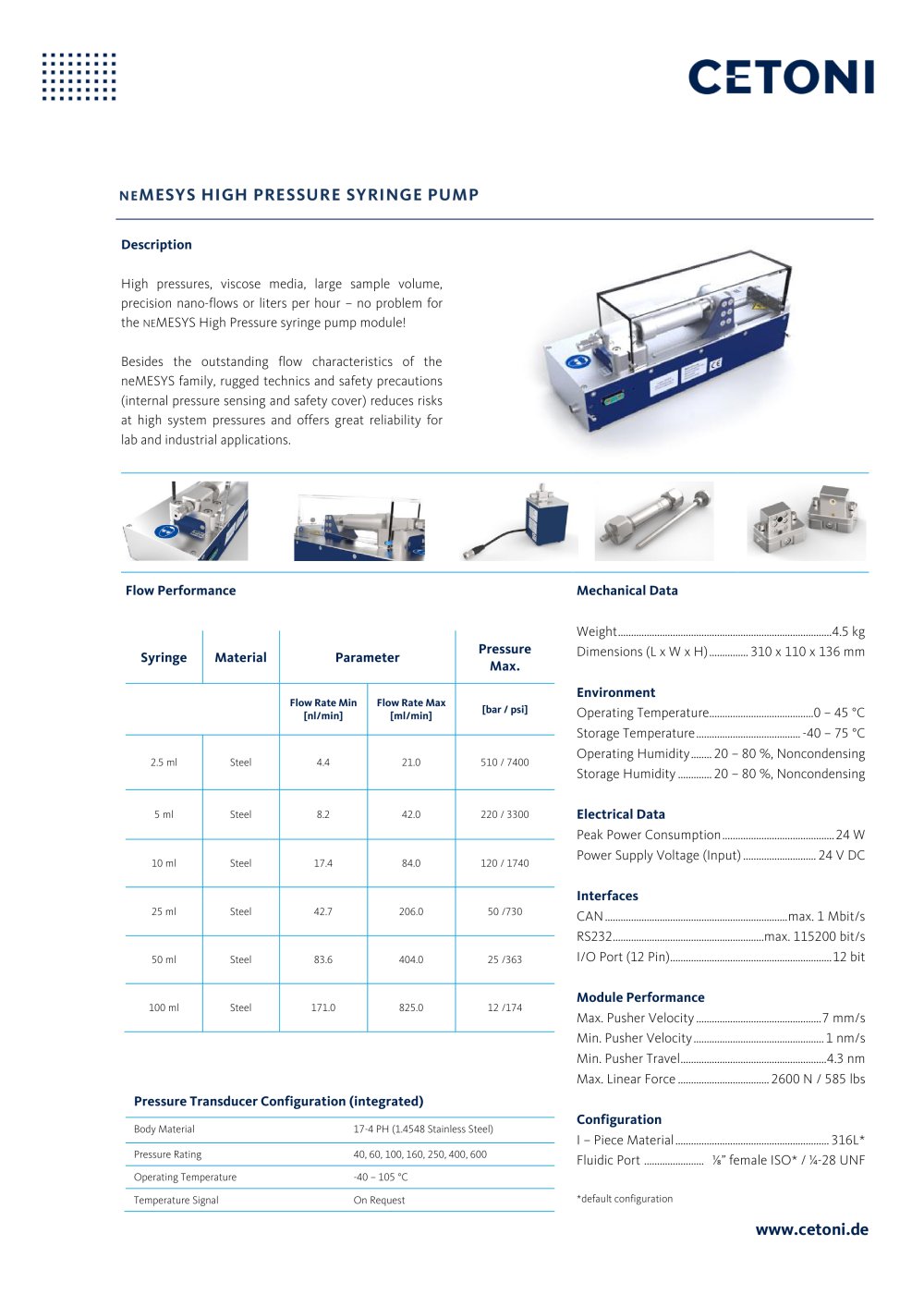 High Pressure Syringe Pump - cetoni