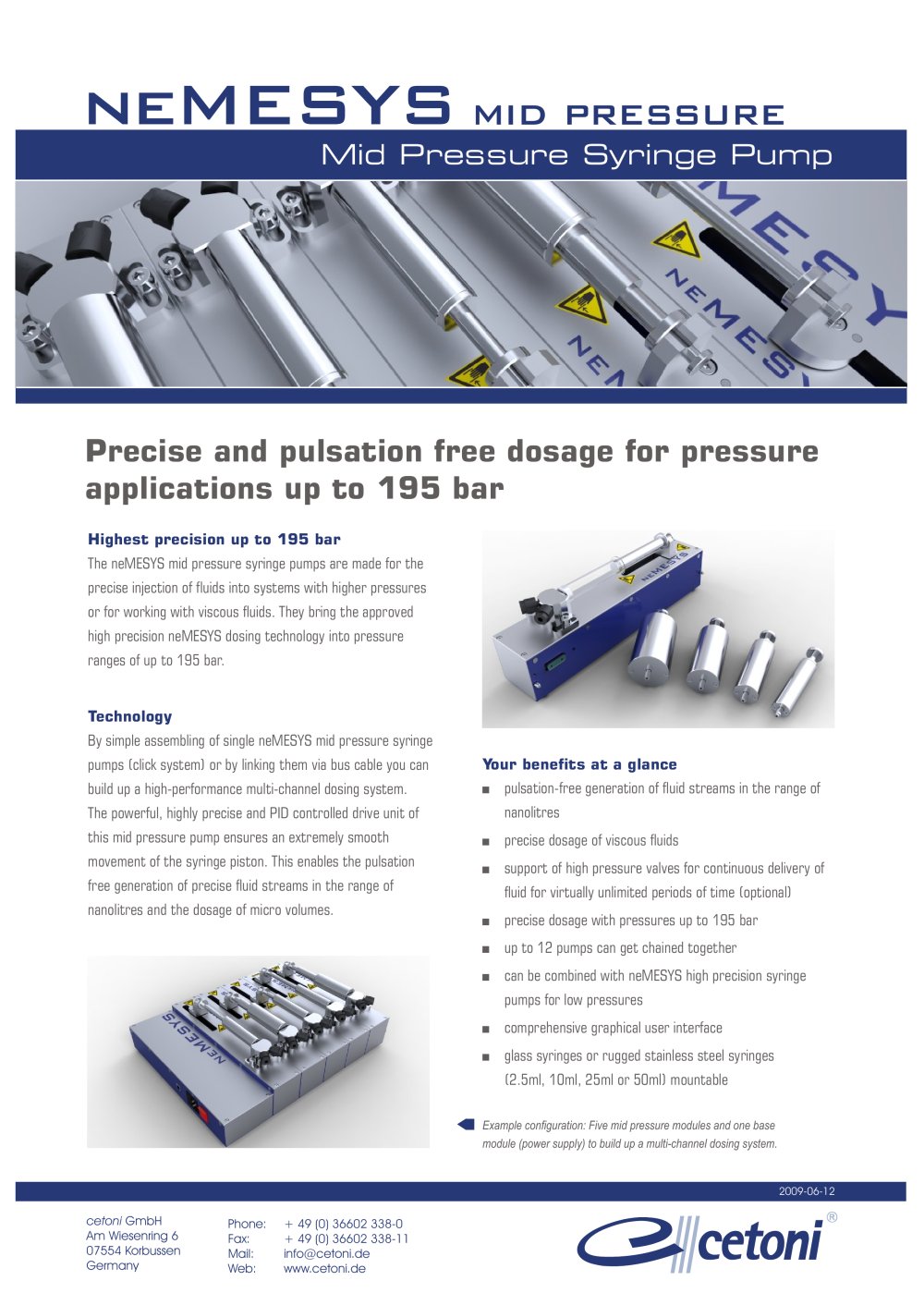 Mid Pressure Syringe Pump - cetoni