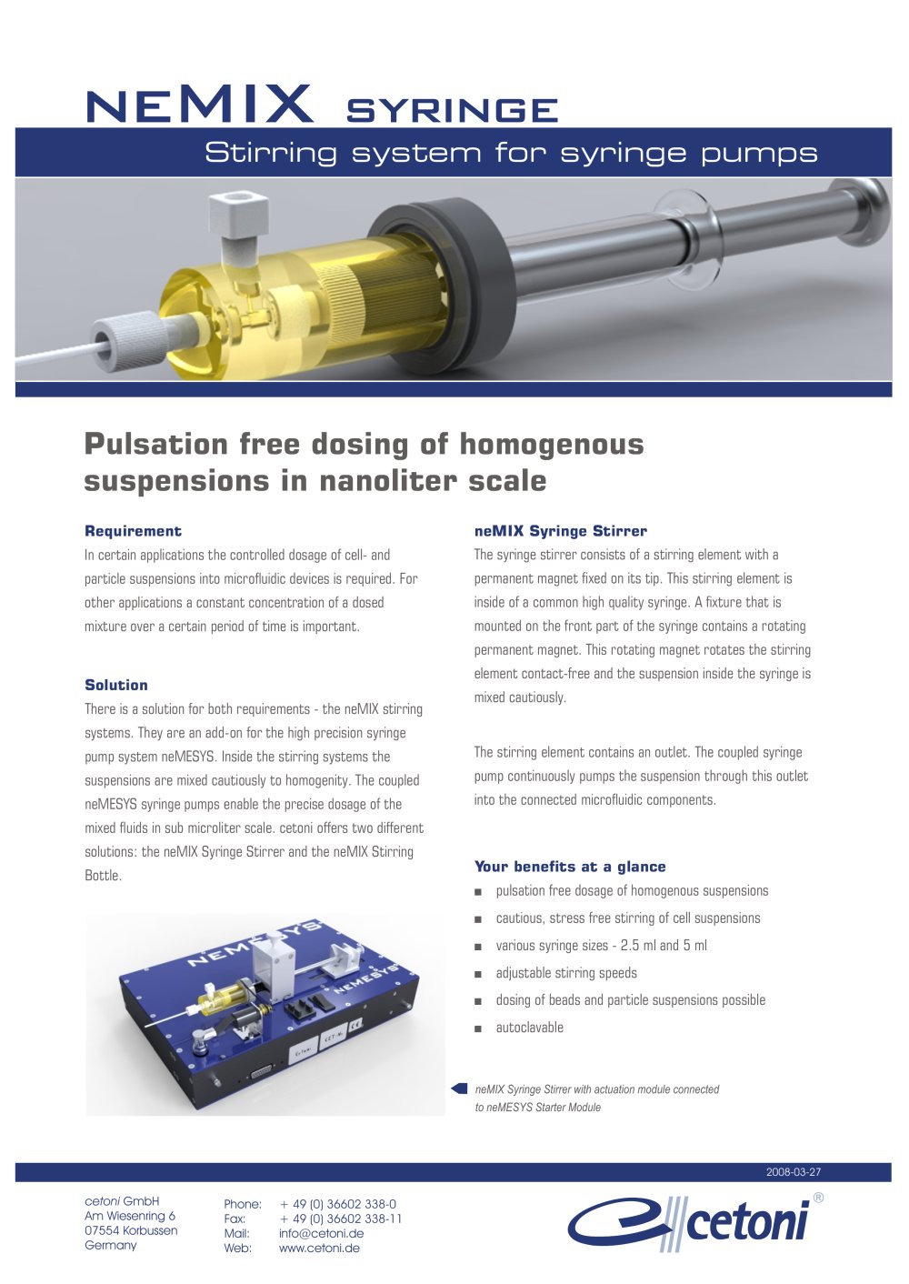 Stirring system for syringe pumps - cetoni