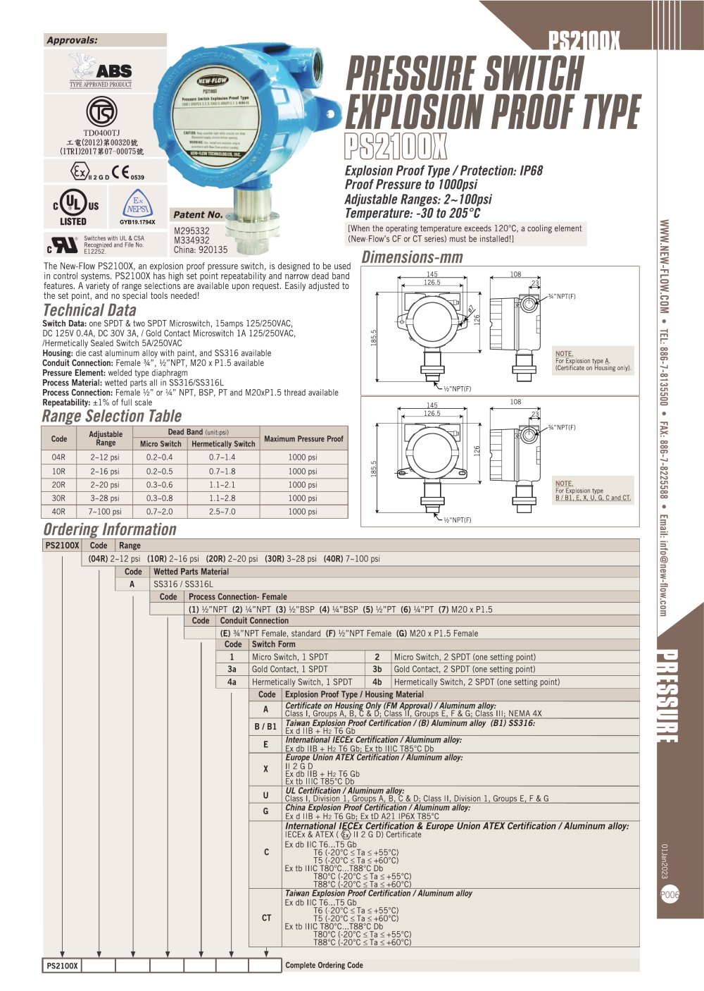 PS2100X(Pressure Switch) - Golden Mountain Enterprise