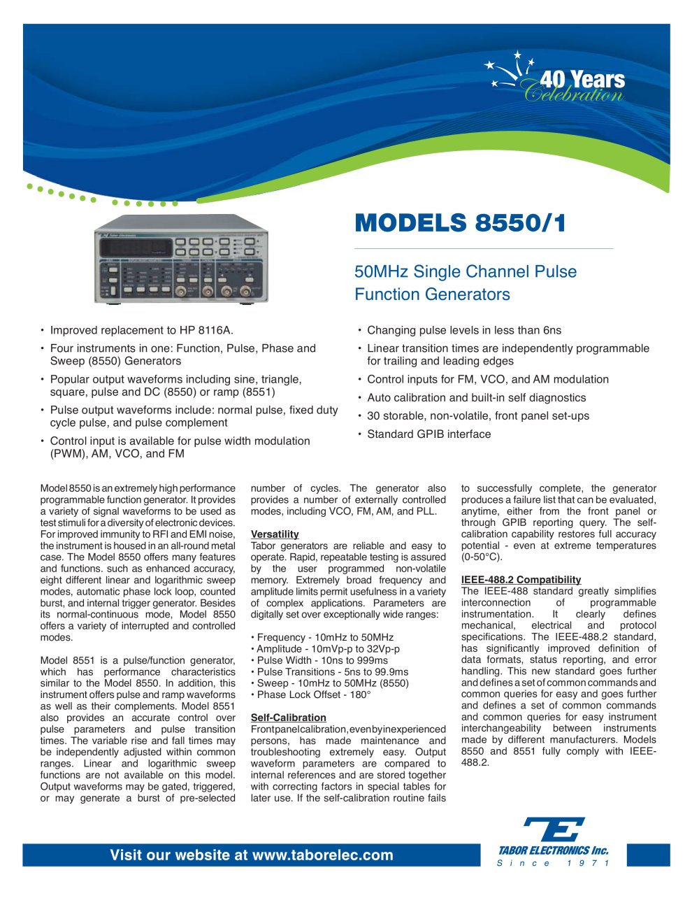 Model 8550 Function Generators - Tabor Electronics