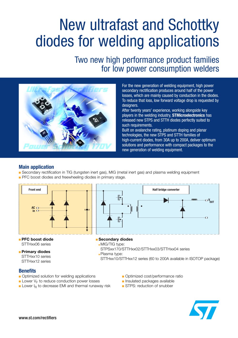 New ultrafast and Schottkyy diodes for welding applications - STMicroelectronics