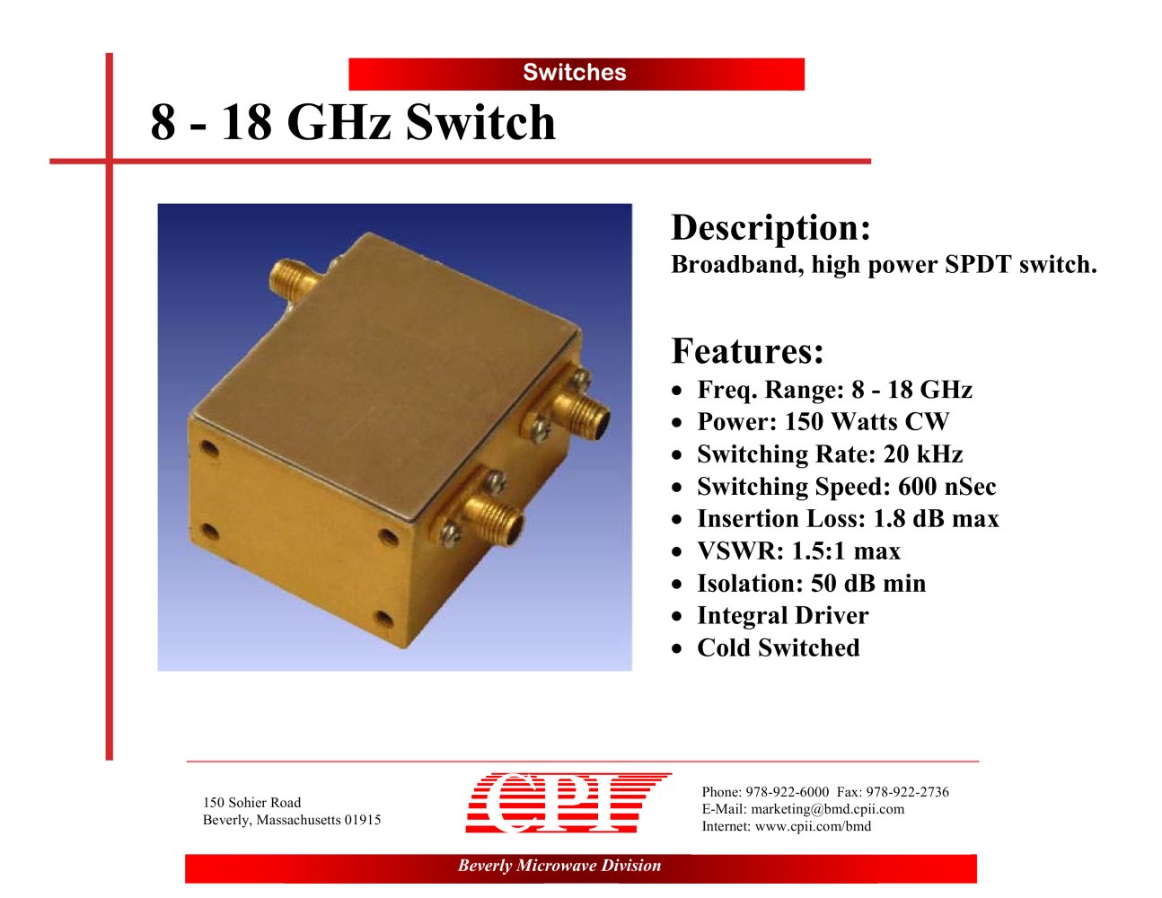 8-18 GHz Switch - CPI